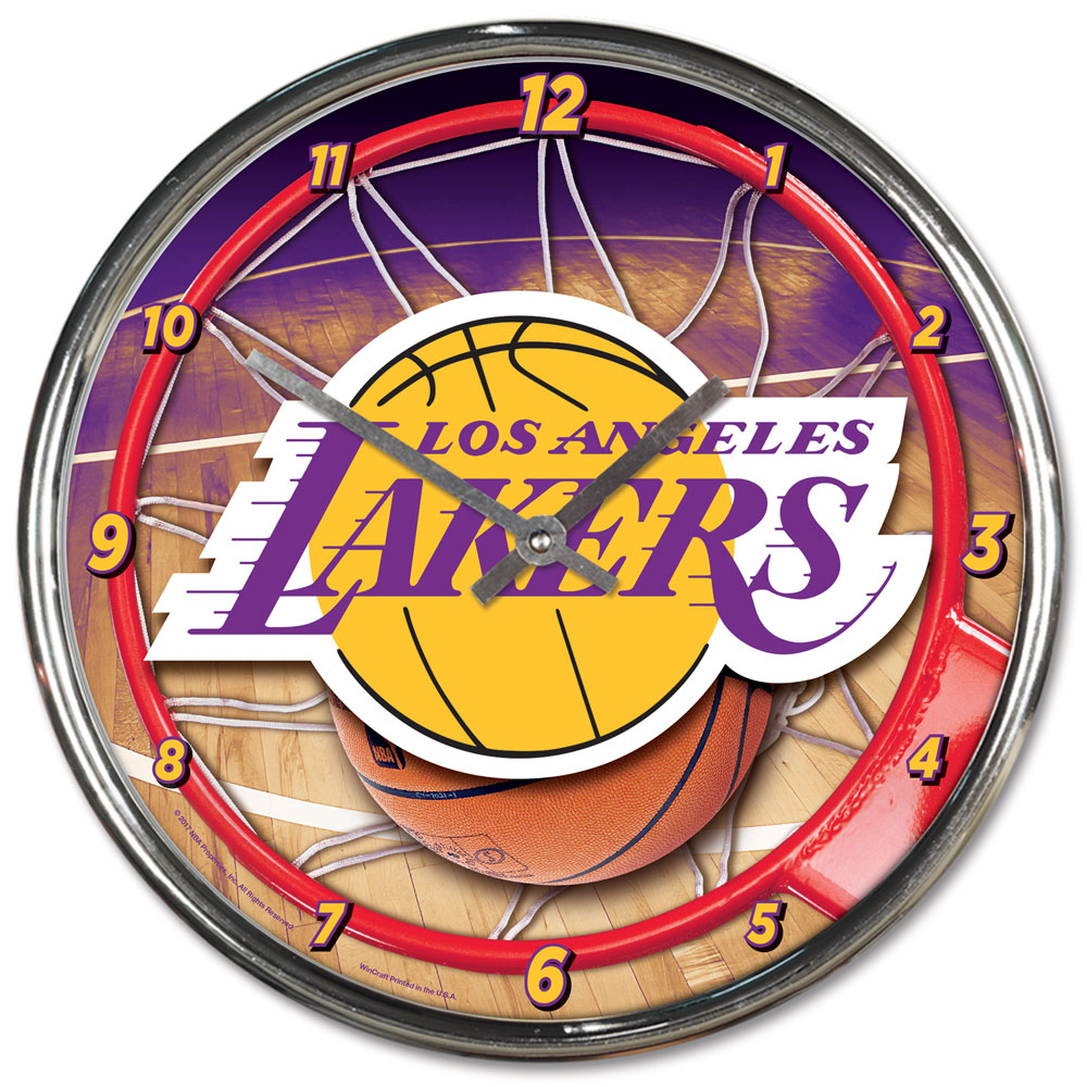 Los Angeles Lakers Clock Round Wall Style Chrome