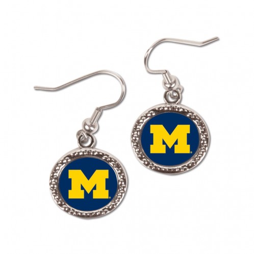 Michigan Wolverines Earrings Round Style - Special Order