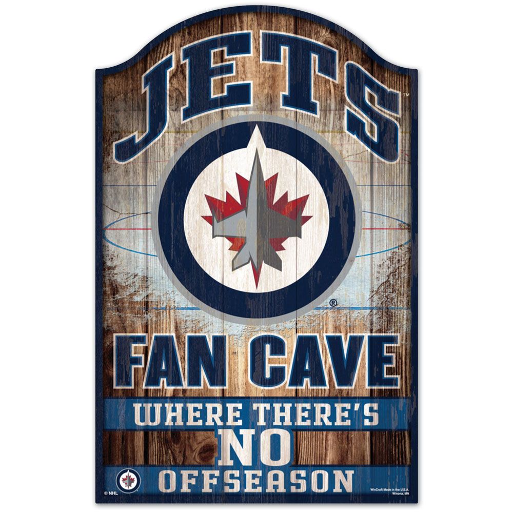 Winnipeg Jets Sign 11x17 Wood Fan Cave Design - Special Order