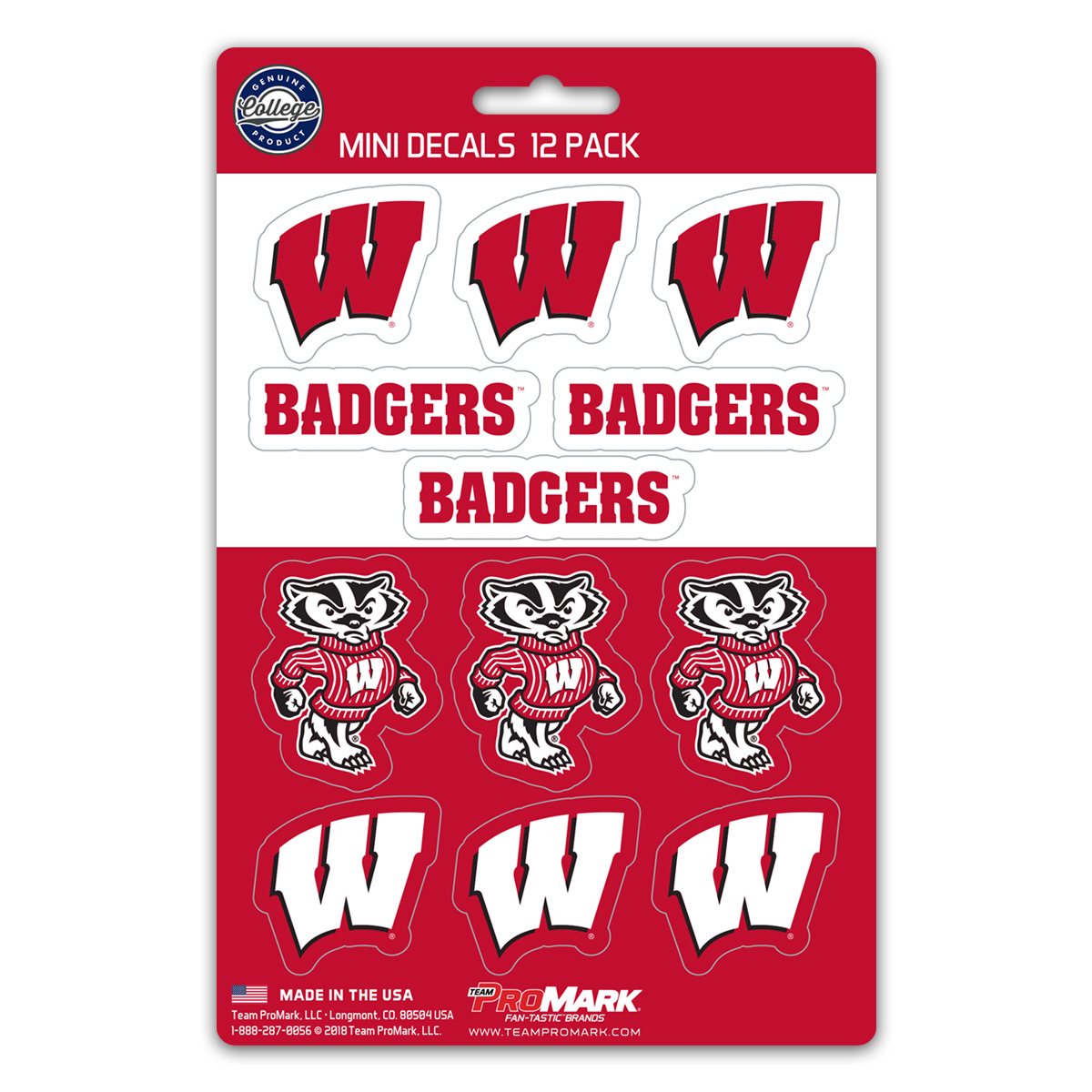 Wisconsin Badgers Decal Set Mini 12 Pack - Special Order
