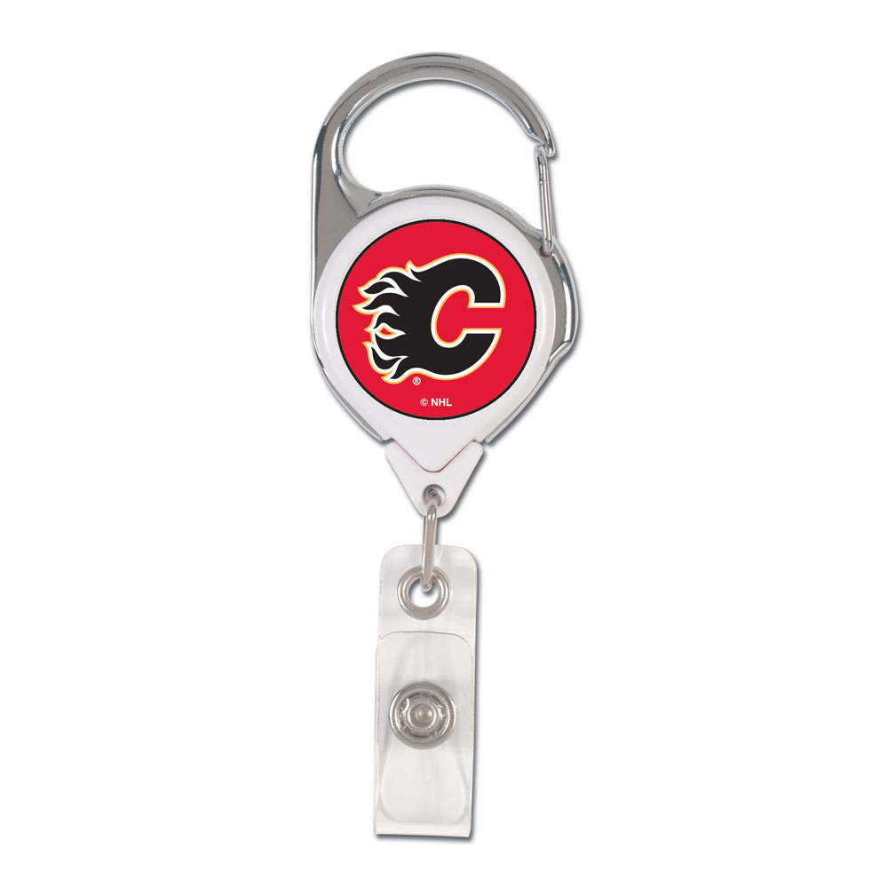 Calgary Flames Badge Holder Premium Retractable - Special Order