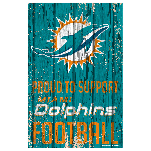 Miami Dolphins Sign 11x17 Wood Proud to Support Design