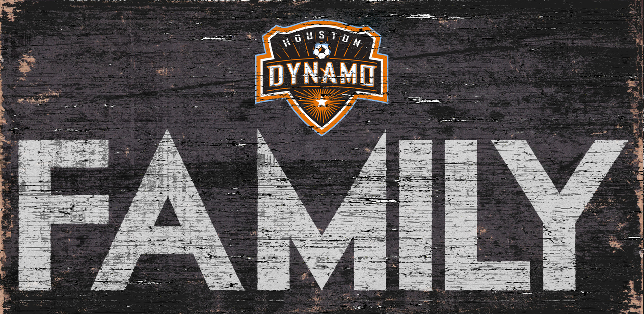 Houston Dynamo Sign Wood 12x6 Family Design - Special Order