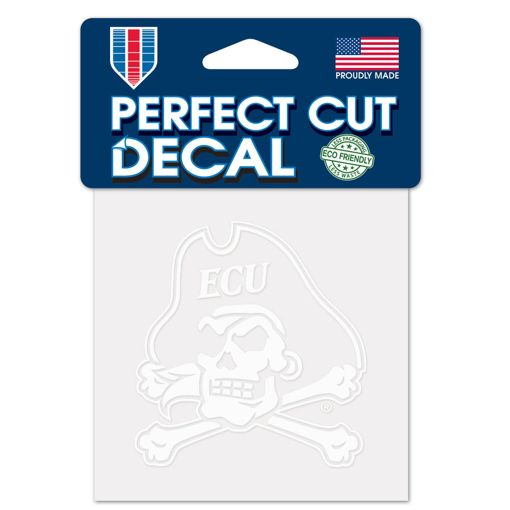 East Carolina Pirates Decal 4x4 Perfect Cut White - Special Order