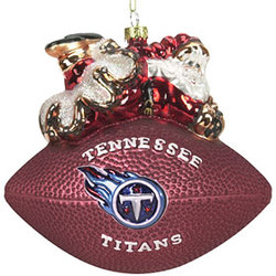 Tennessee Titans Ornament 5 1/2 Inch Peggy Abrams Glass Football CO