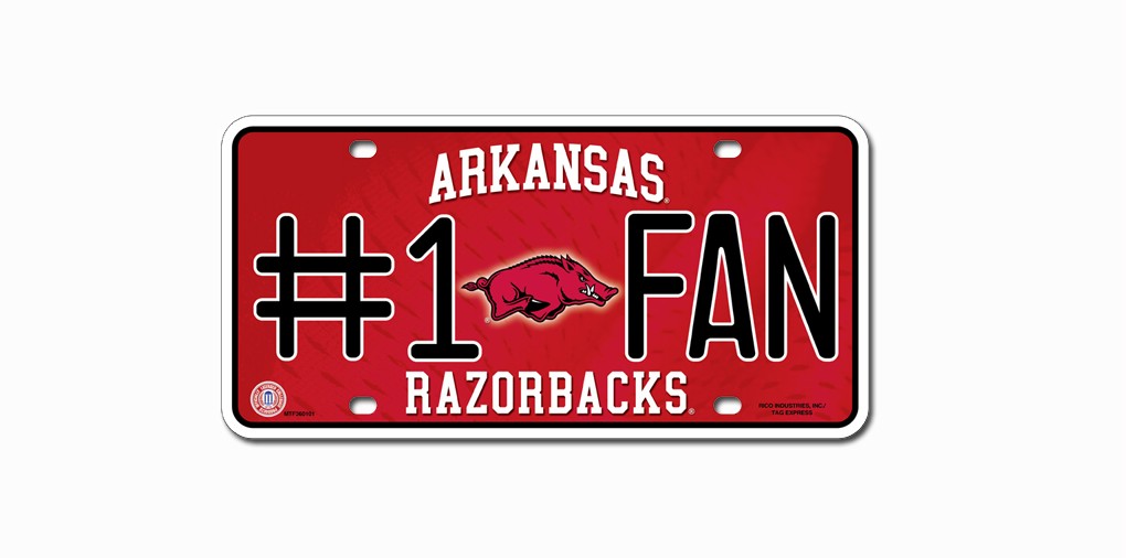 Arkansas Razorbacks License Plate #1 Fan - Special Order