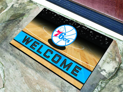 Philadelphia 76ers Door Mat 18x30 Welcome Crumb Rubber - Special Order