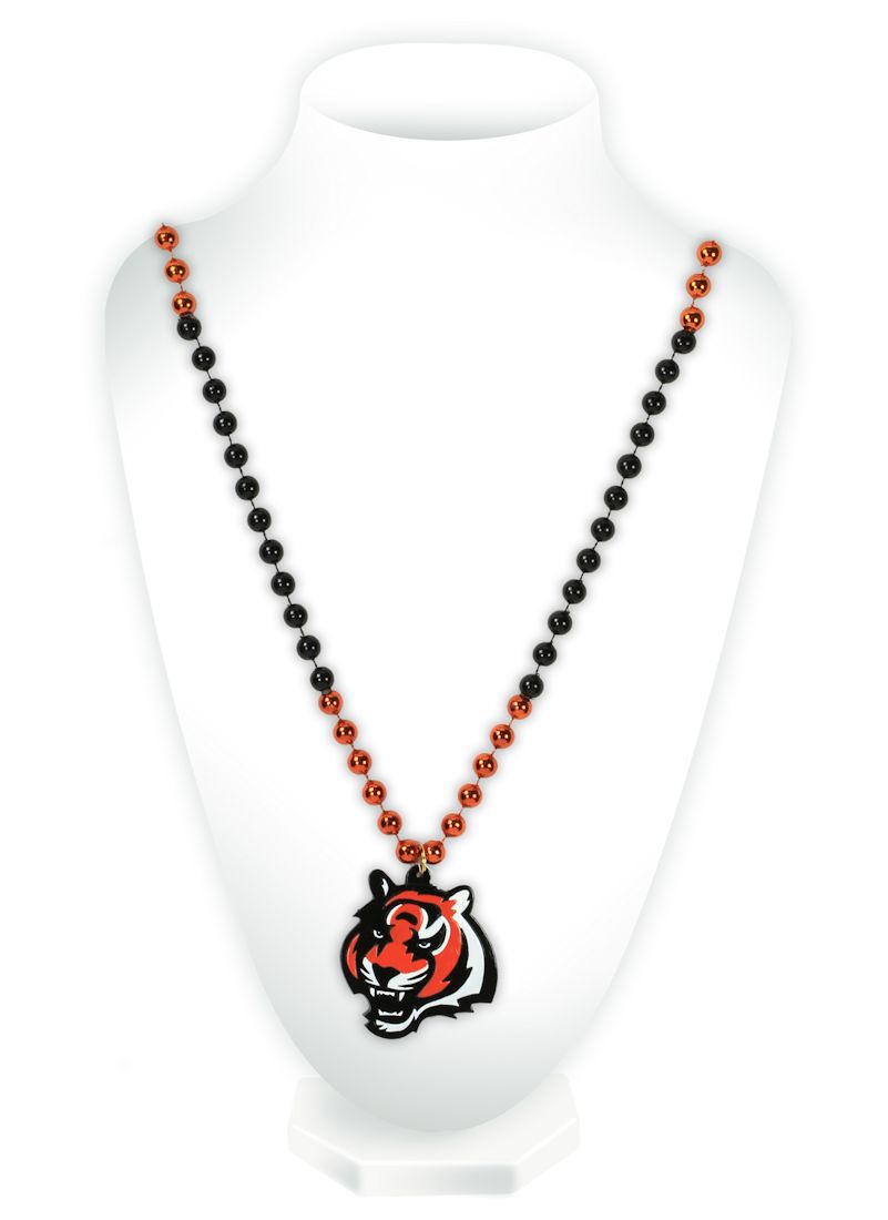 Cincinnati Bengals Mardi Gras Beads with Medallion - Special Order