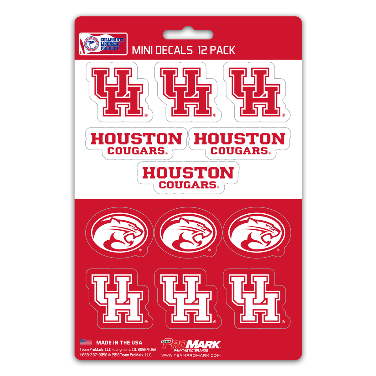 Houston Cougars Decal Set Mini 12 Pack - Special Order