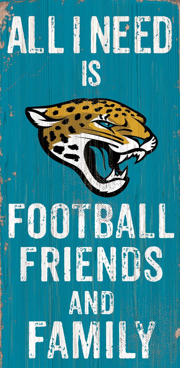 Jacksonville Jaguars Sign Wood 6x12 Football Friends and Family Design Color - Special Order