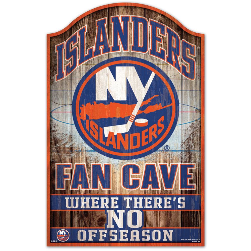 New York Islanders Sign 11x17 Wood Fan Cave Design - Special Order