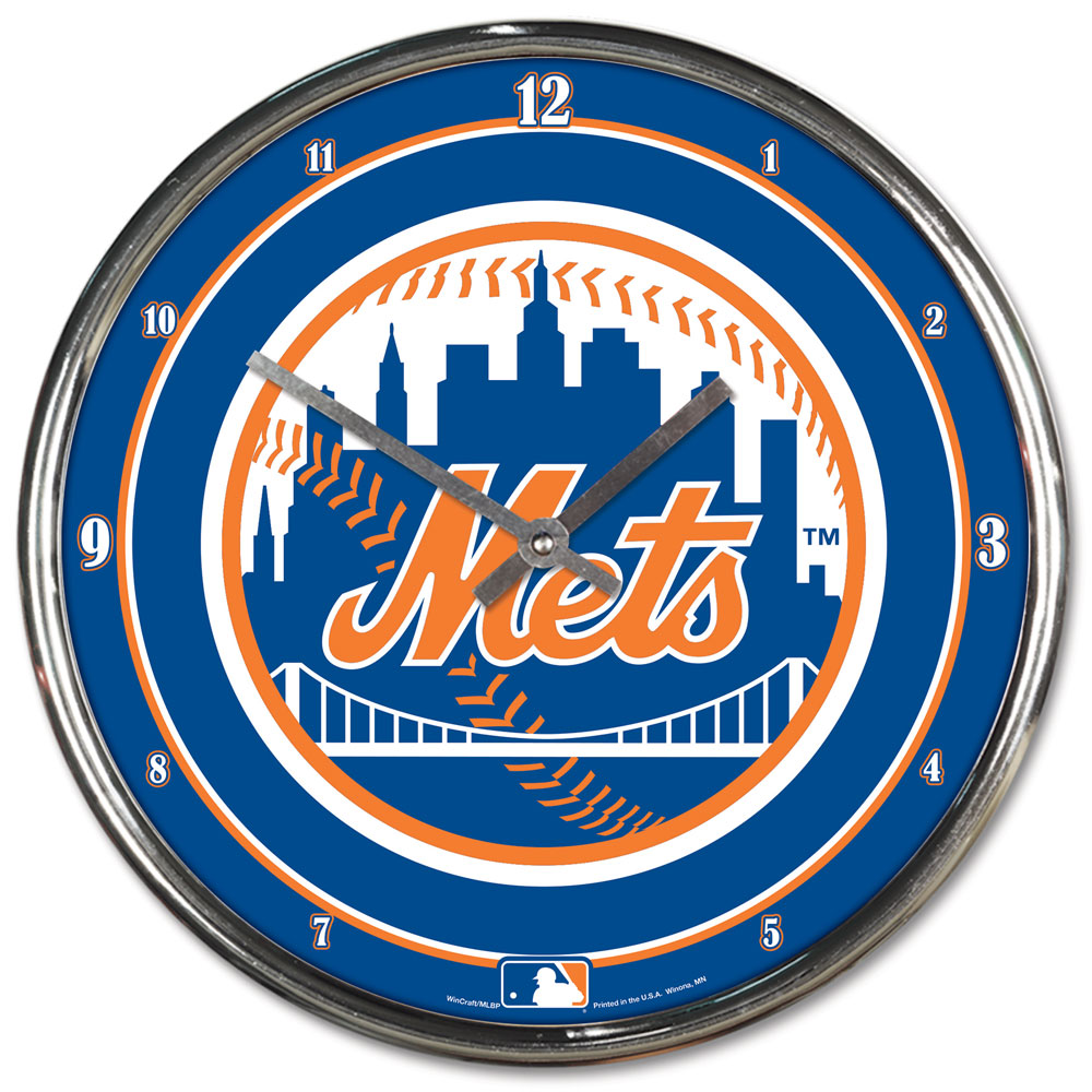New York Mets Round Chrome Wall Clock