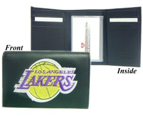 Los Angeles Lakers Embroidered Leather Tri-Fold Wallet - Special Order