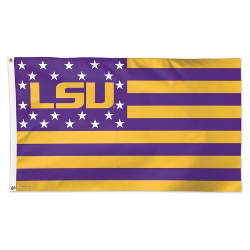 LSU Tigers Flag 3x5 Deluxe Style Stars and Stripes Design - Special Order