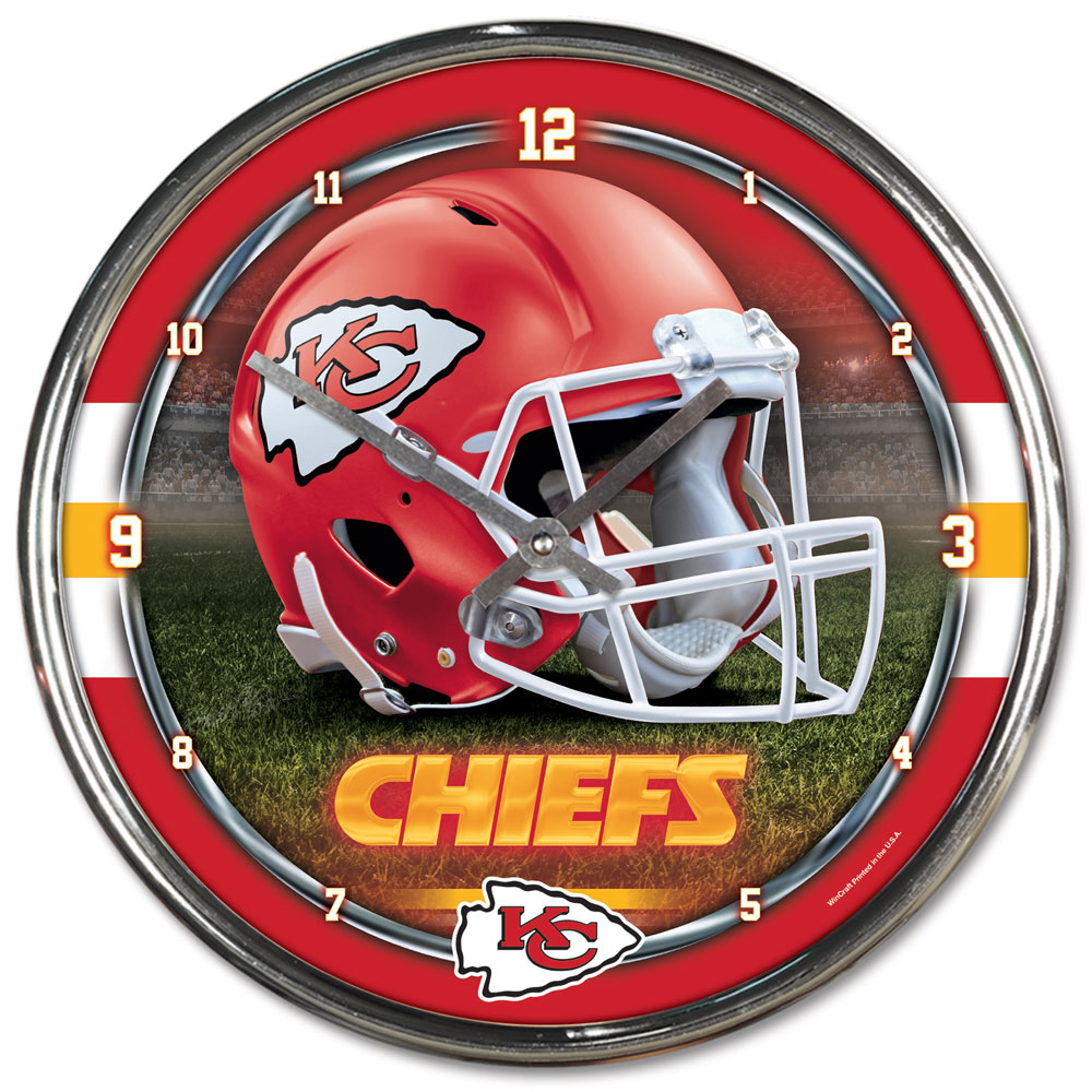 Kansas City Chiefs Round Chrome Wall Clock