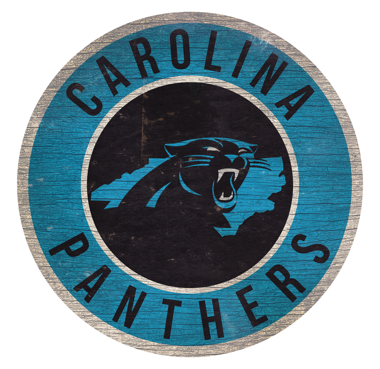 Carolina Panthers Sign Wood 12 Inch Round State Design