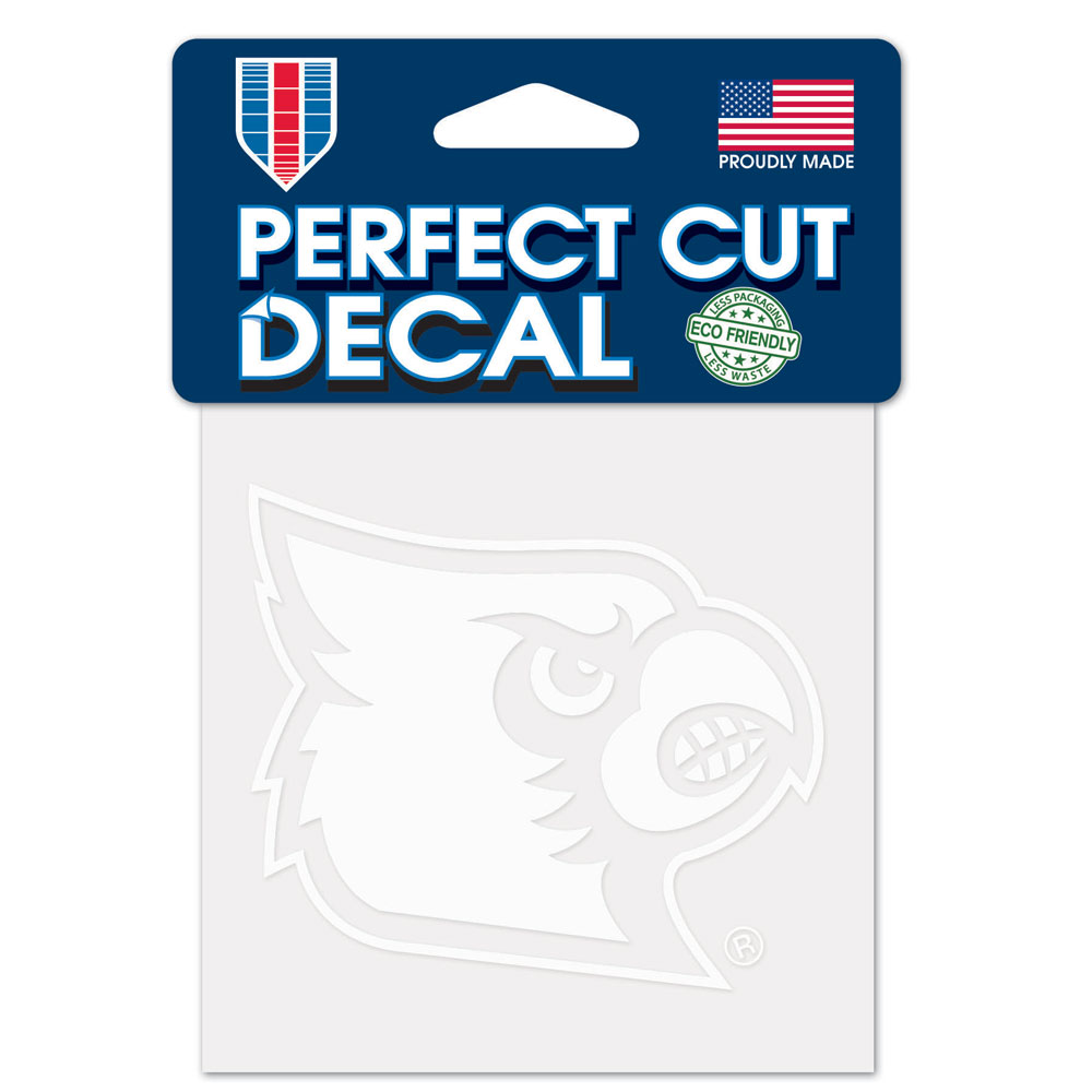 Louisville Cardinals Decal 4x4 Perfect Cut White - Special Order