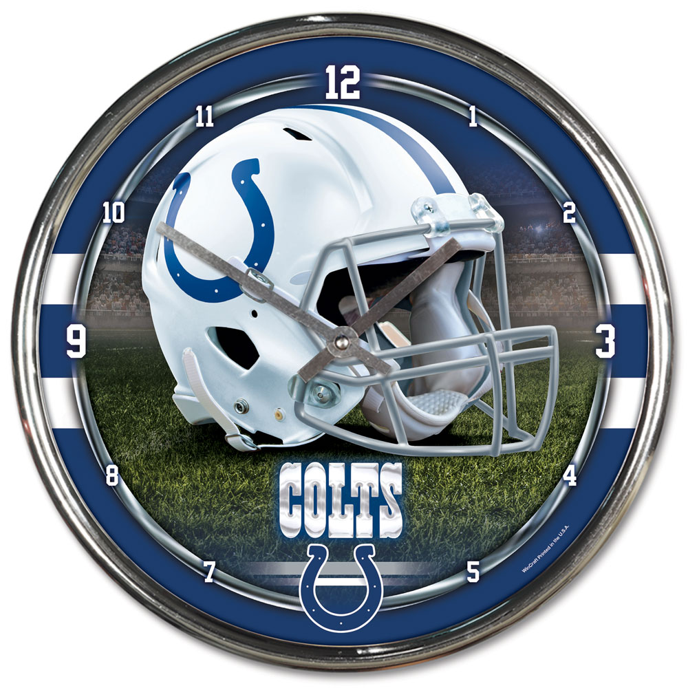 Indianapolis Colts Round Chrome Wall Clock