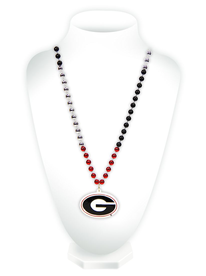 Georgia Bulldogs Beads with Medallion Mardi Gras Style