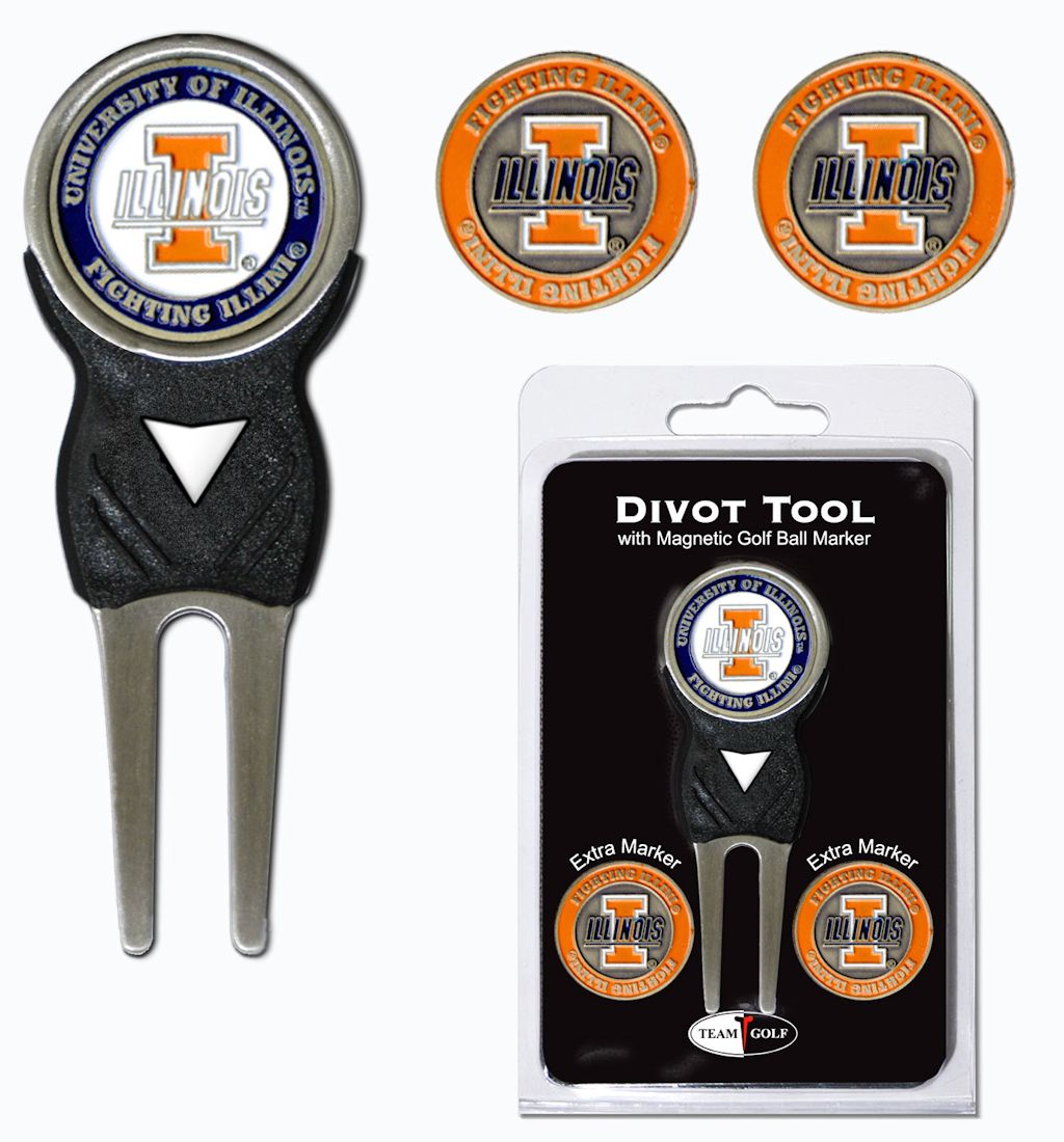 Illinois Fighting Illini Golf Divot Tool with 3 Markers - Special Order