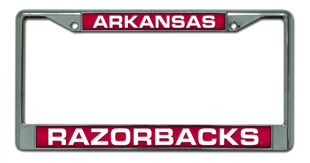 Arkansas Razorbacks Laser Cut Chrome License Plate Frame