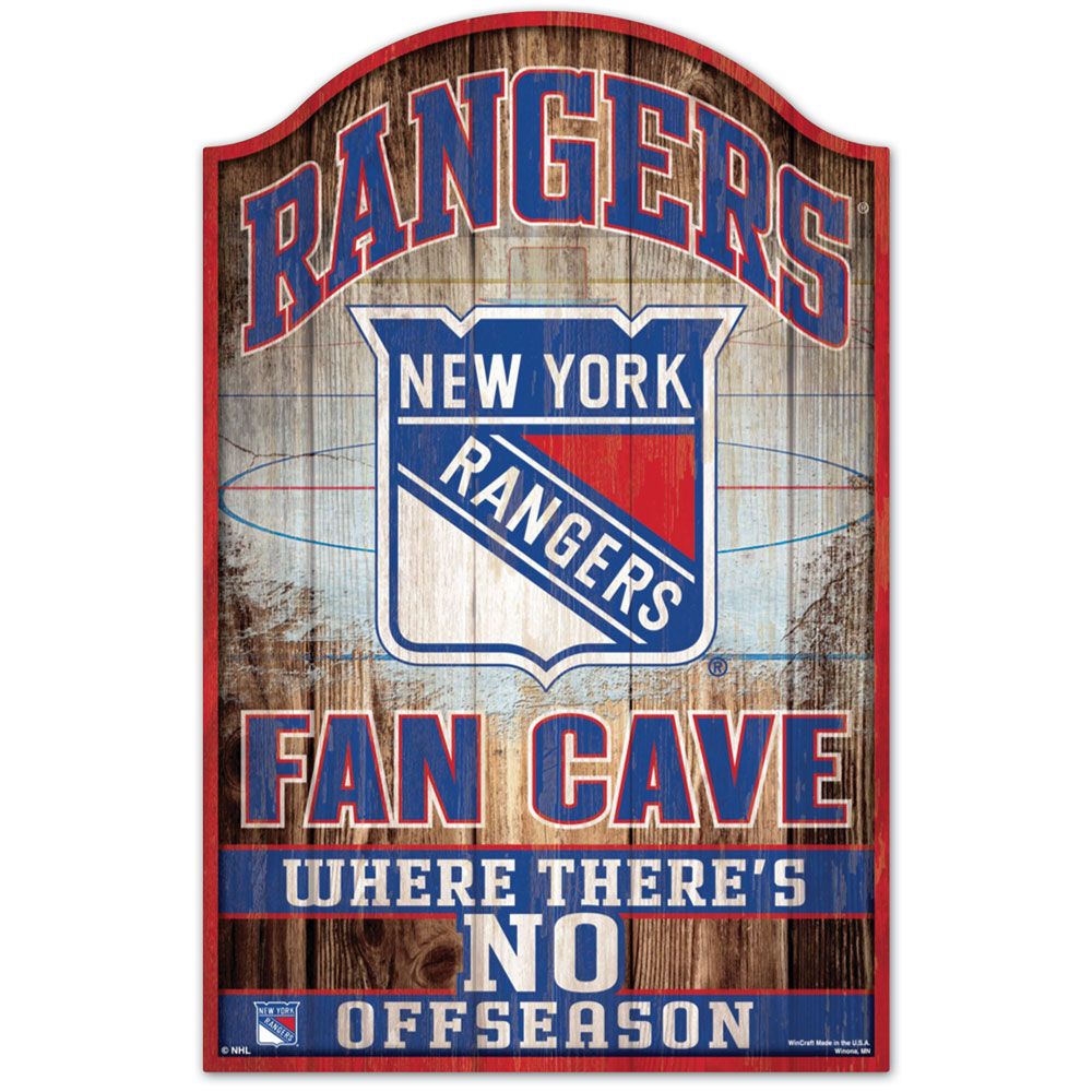 New York Rangers Sign 11x17 Wood Fan Cave Design - Special Order