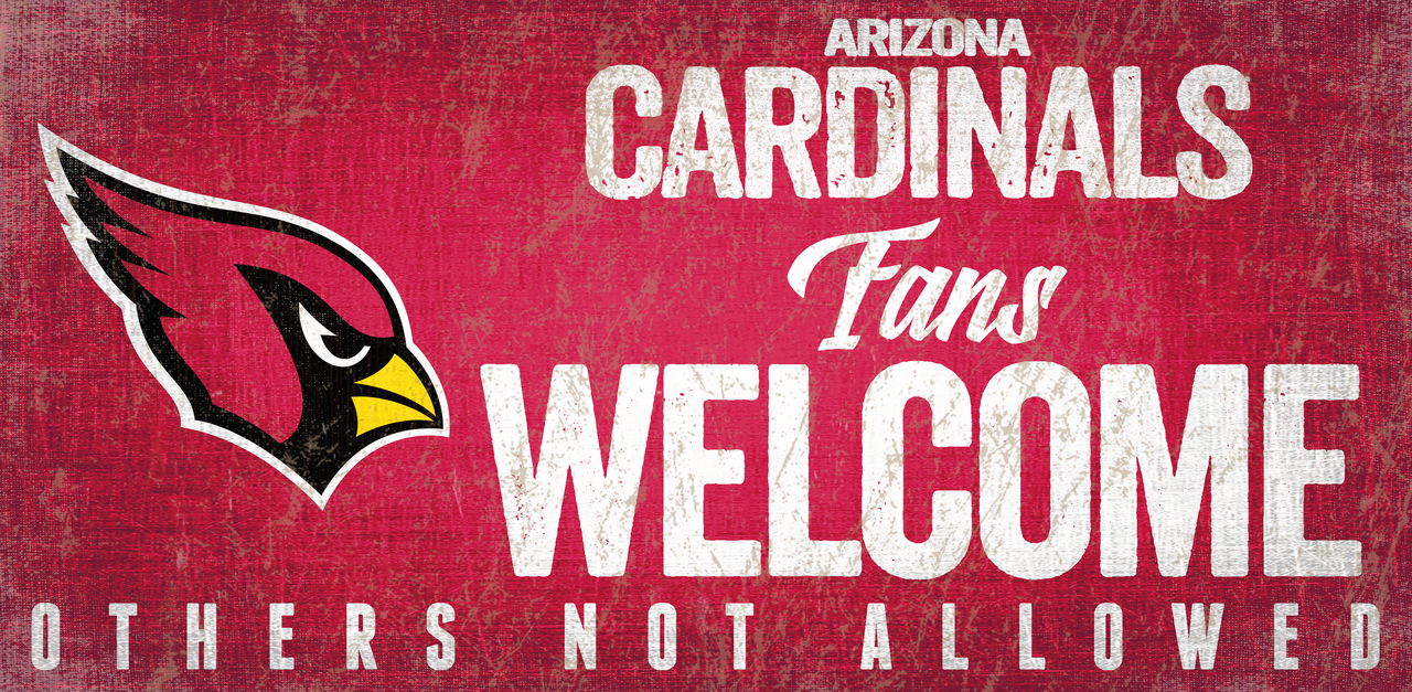Arizona Cardinals Wood Sign Fans Welcome 12x6 - Special Order