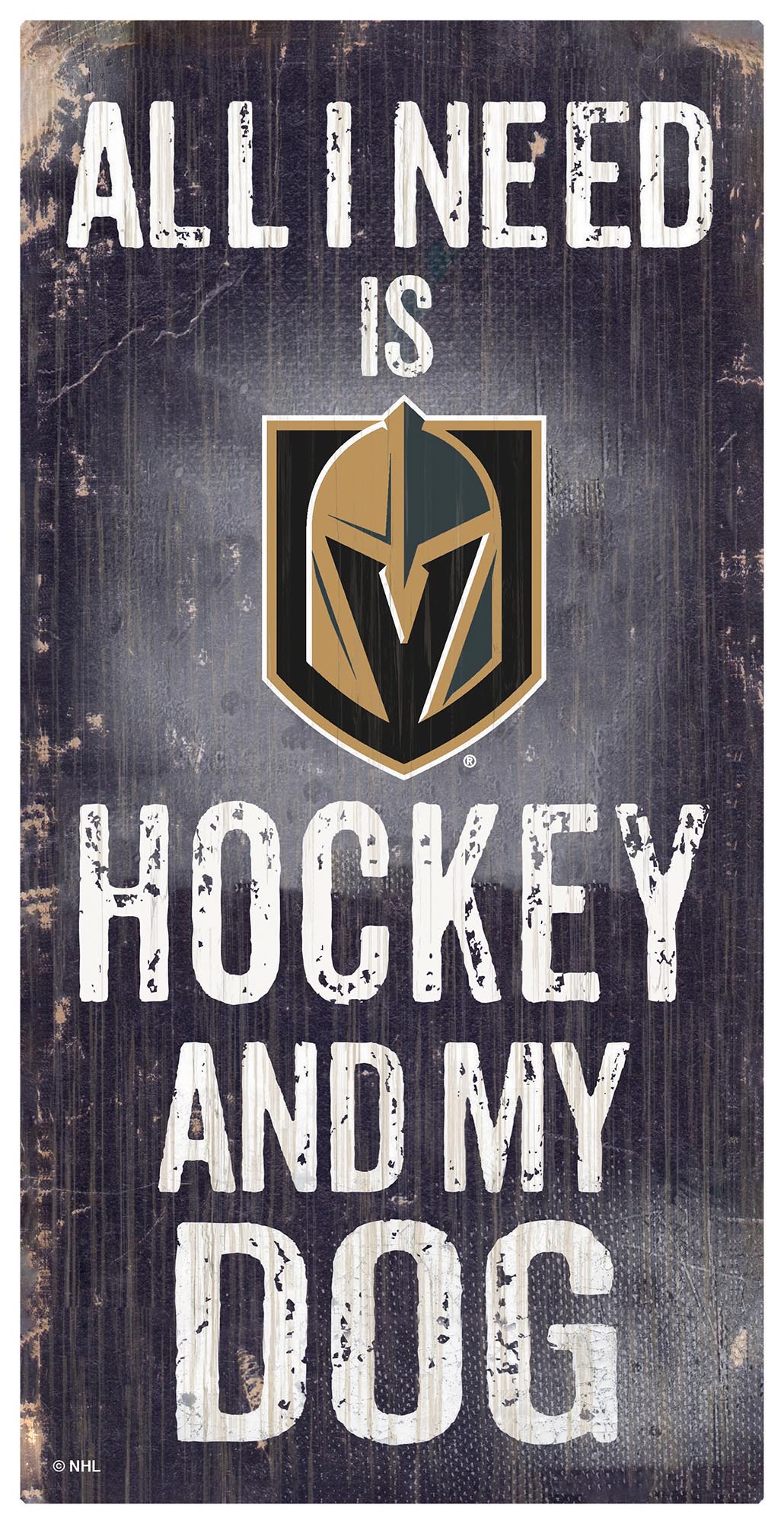 Vegas Golden Knights Sign Wood 6x12 Hockey and Dog Design