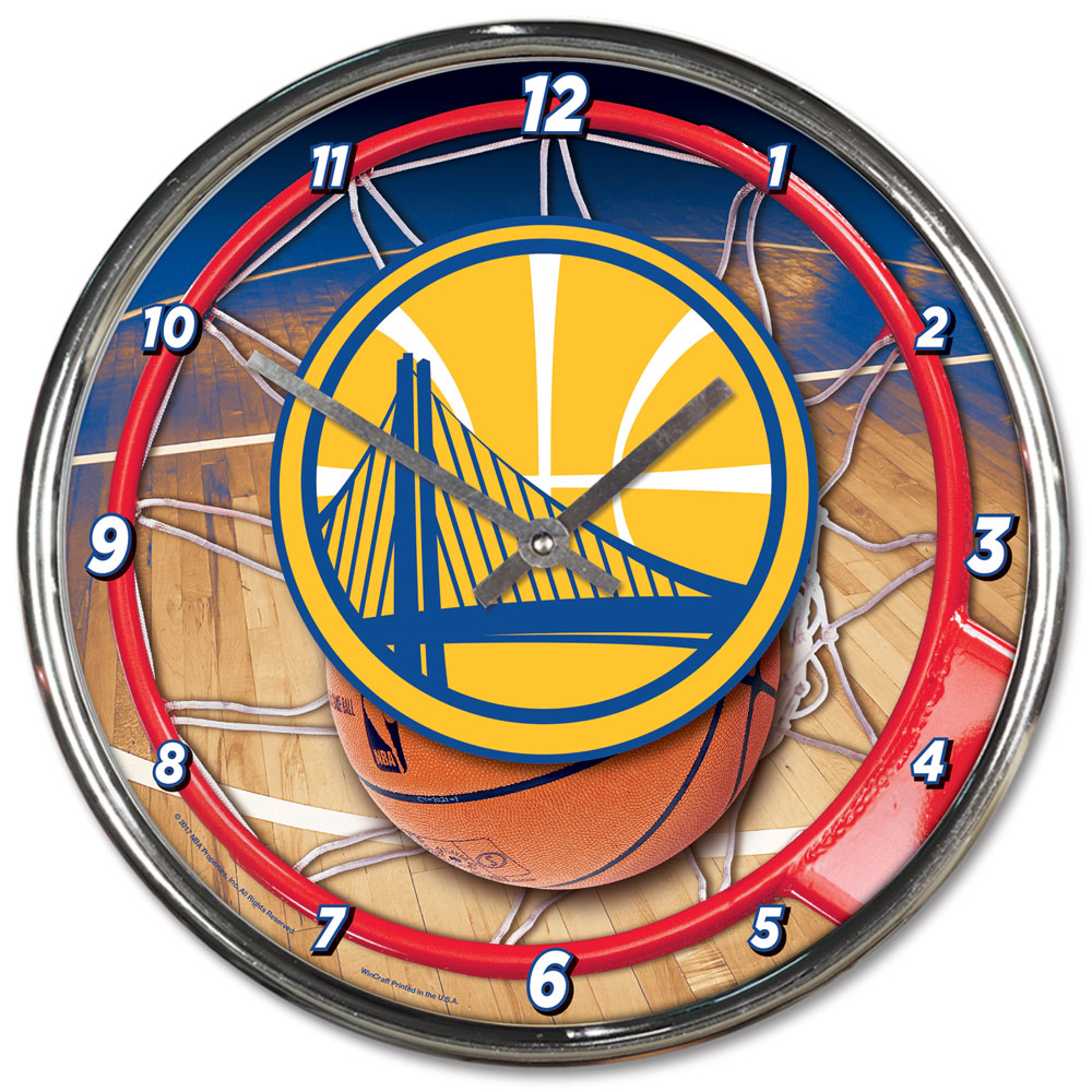 Golden State Warriors Clock Round Wall Style Chrome