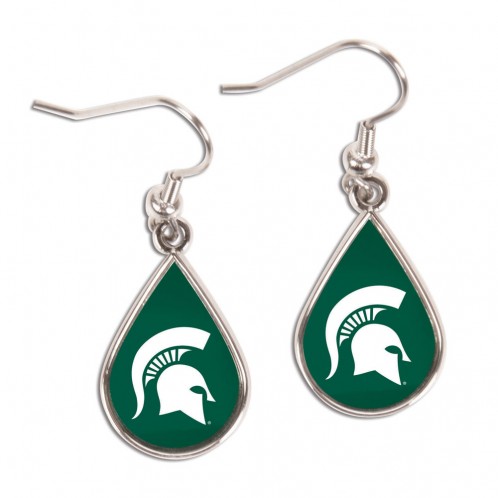Michigan State Spartans Earrings Tear Drop Style - Special Order
