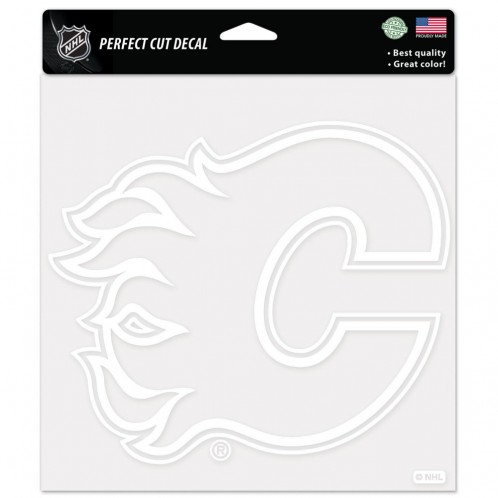 Calgary Flames Decal 8x8 Perfect Cut White