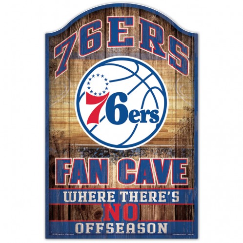 Philadelphia 76ers Sign 11x17 Wood Fan Cave Design - Special Order