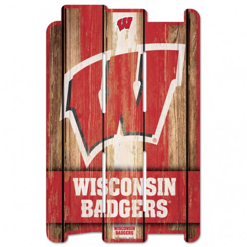 Wisconsin Badgers Sign 11x17 Wood Fence Style - Special Order