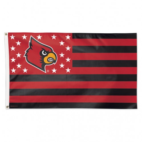 Louisville Cardinals Flag 3x5 Deluxe Style Stars and Stripes Design - Special Order