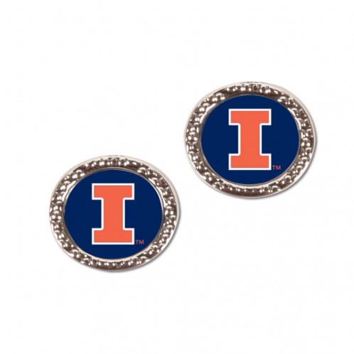 Illinois Fighting Illini Earrings Post Style - Special Order