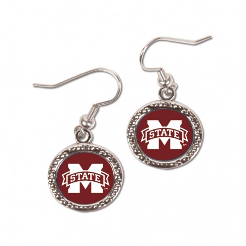 Mississippi State Bulldogs Earrings Round Style - Special Order