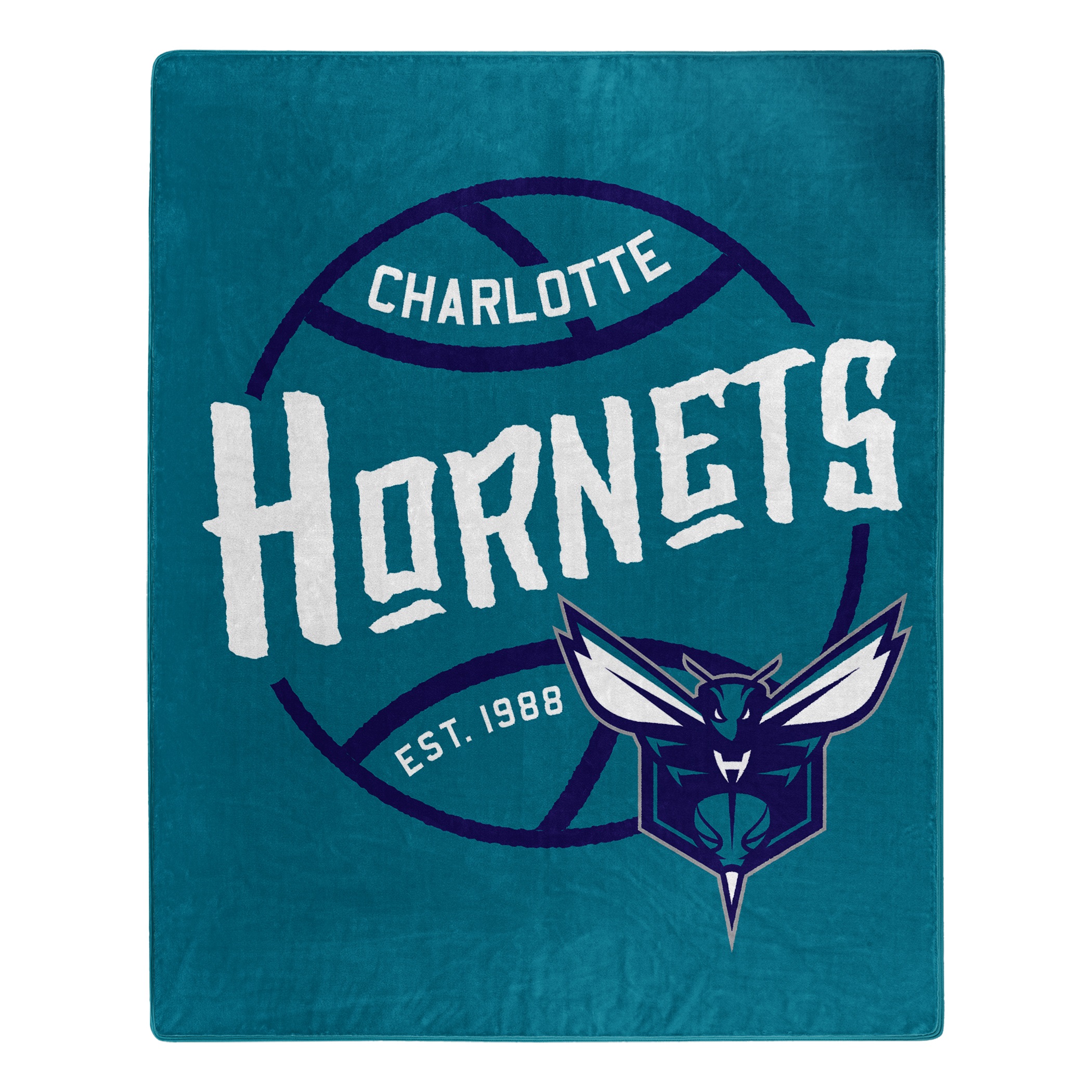 Charlotte Hornets Blanket 50x60 Raschel Blacktop Design - Special Order