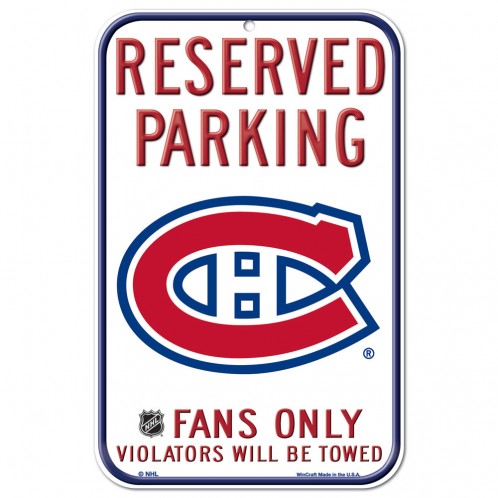 Montreal Canadiens Sign 11x17 Plastic Reserved Parking Style - Special Order