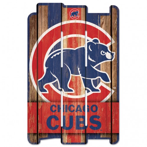 Chicago Cubs Sign 11x17 Wood Fence Style