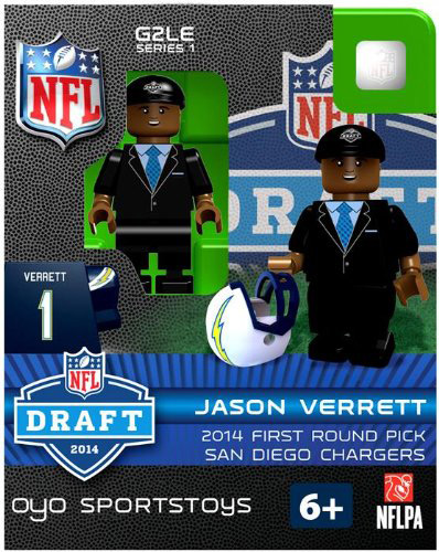Los Angeles Chargers Figurine 2014 Draft Pick OYO Sportstoys Jason Verrett San Diego Throwback