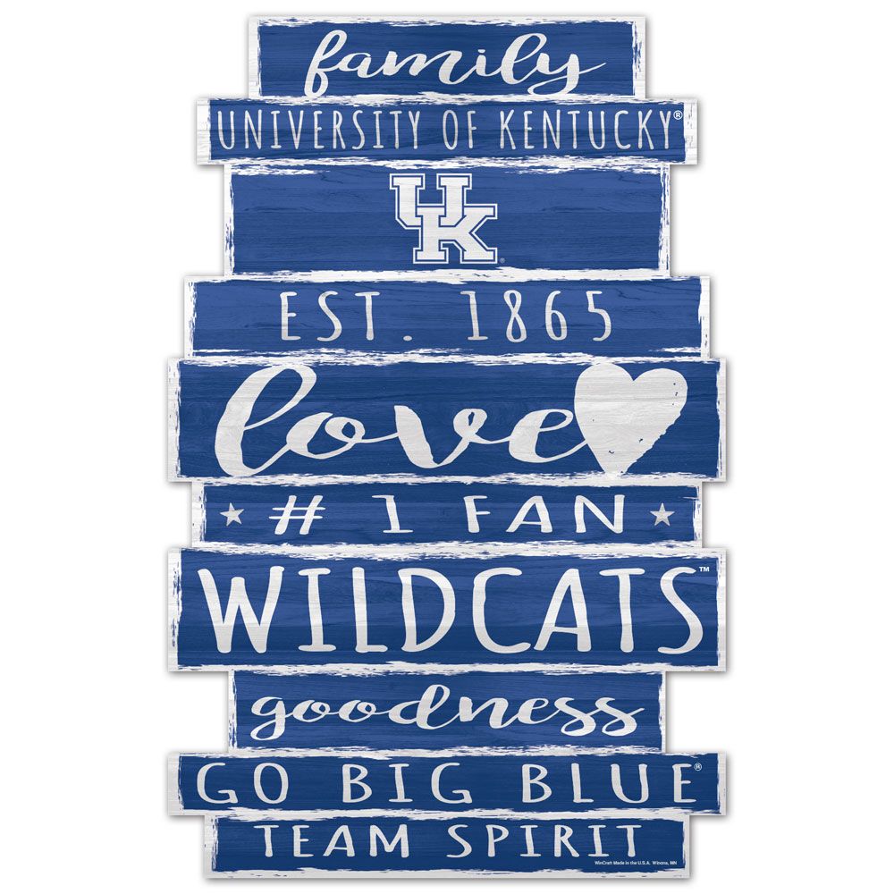 Kentucky Wildcats Sign 11x17 Wood Family Word Design