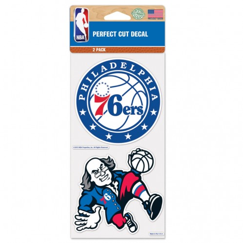 Philadelphia 76ers Decal 4x4 Perfect Cut Set of 2 - Special Order
