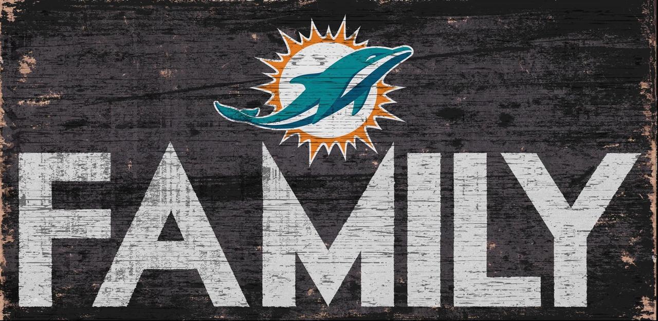Miami Dolphins Sign Wood 12x6 Family Design - Special Order