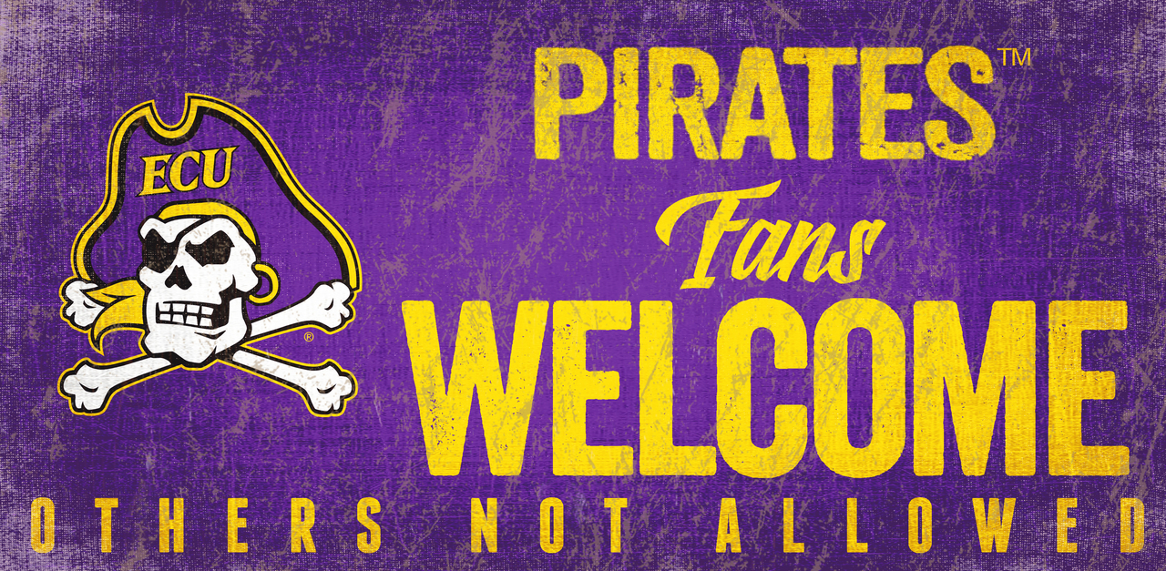 East Carolina Pirates Wood Sign Fans Welcome 12x6 - Special Order