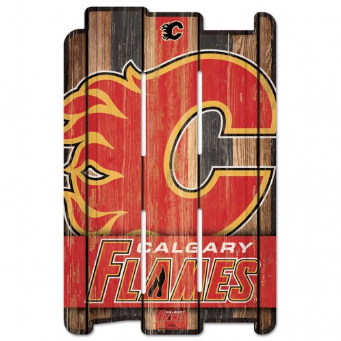 Calgary Flames Sign 11x17 Wood Fence Style - Special Order