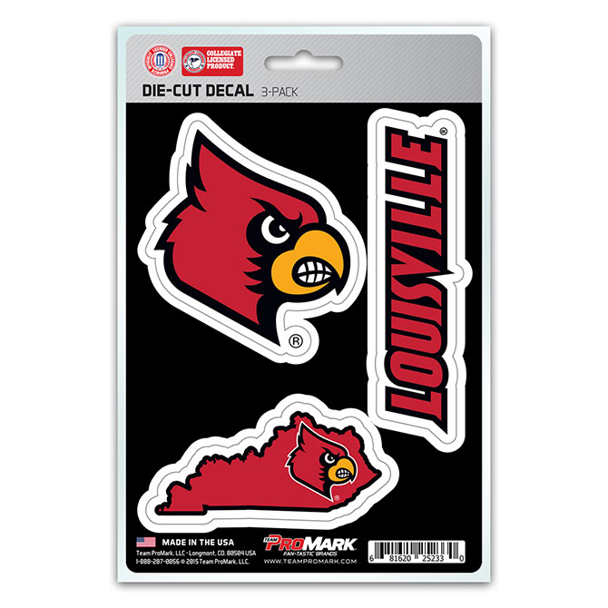 Louisville Cardinals Decal Die Cut Team 3 Pack