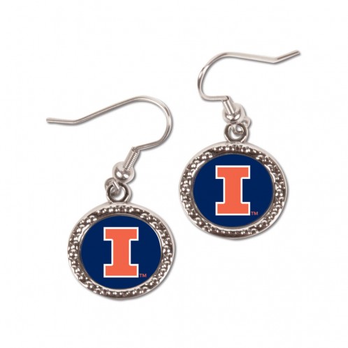Illinois Fighting Illini Earrings Round Style - Special Order