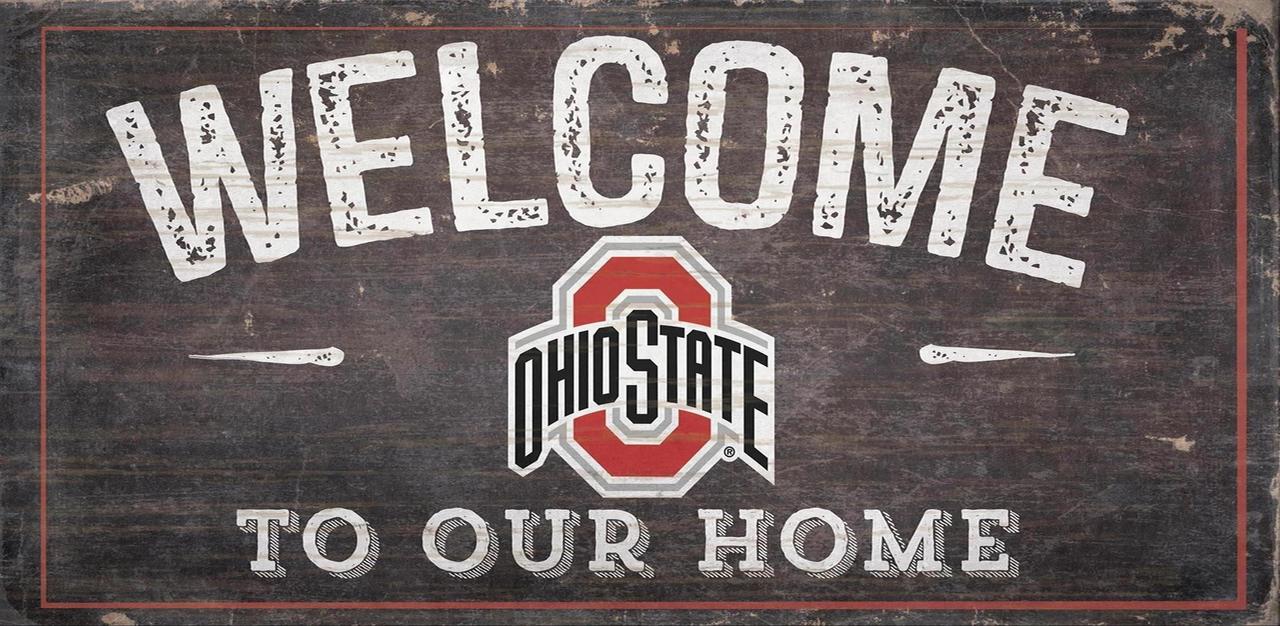 Ohio State Buckeyes Sign Wood 6x12 Welcome To Our Home Design - Special Order