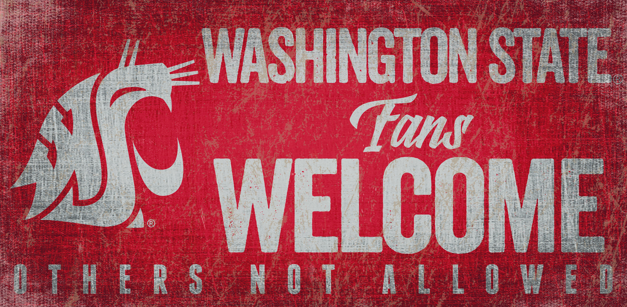Washington State Cougars Wood Sign Fans Welcome 12x6 - Special Order
