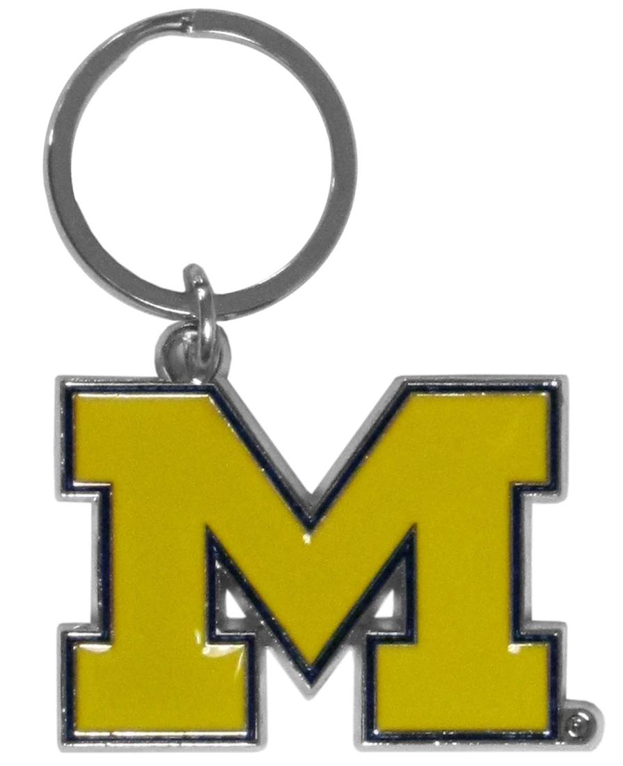 Michigan Wolverines Chrome Logo Cut Keychain